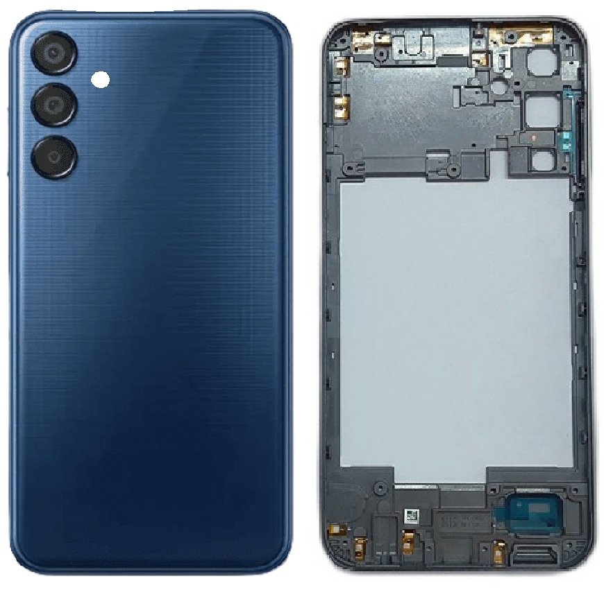 Compatible Replacement Samsung Galaxy M15 5G Full Body Housing Replacement Back Frame Middle Chassis with Side Keys – Grey, Blue & Green Color: BLUE